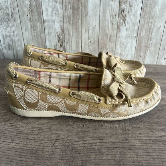 Coach Women's Monogram Beige Loafers - Picture 7 of 8